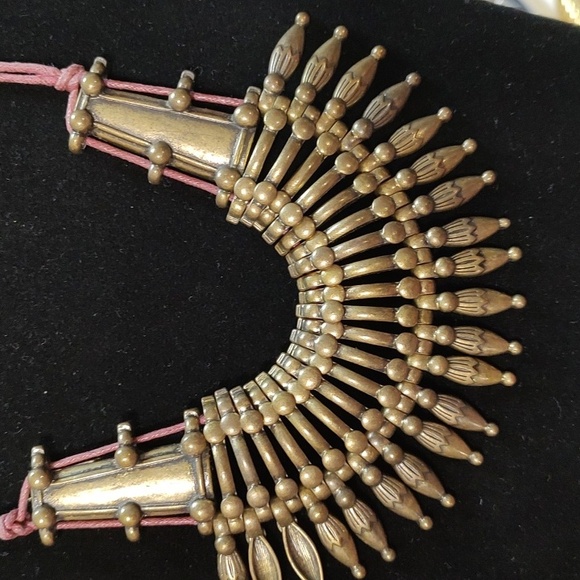 Tribal Brass Statement Necklace - Picture 3 of 5